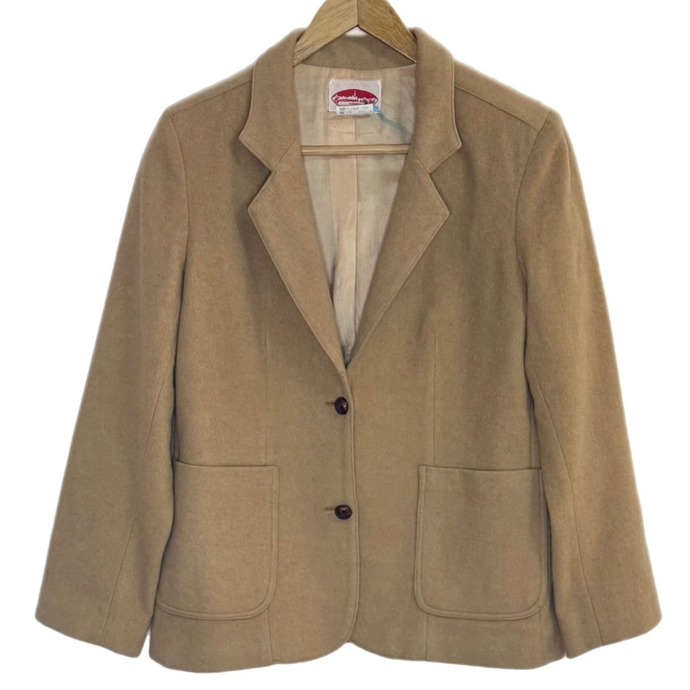 Vintage Camel Hair Wool Blend Blazer Jacket Made in Canada Women's Size 10  🇨🇦